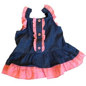 Coral & Denim Ruffle/frill Dress